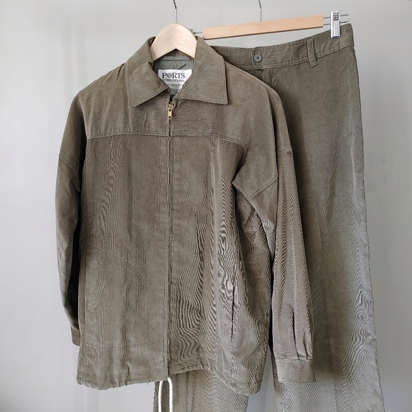 Ports International Set Corduroy Pants and Jacket Pantsuit Size Small Sage Green - Picture 5 of 16